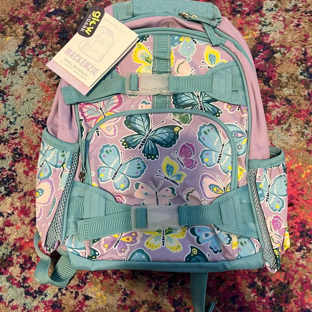 Pottery Barn Kids Butterfly Backpack in Pink and Blue Mackenzie small NWT glow - Picture 1 of 9